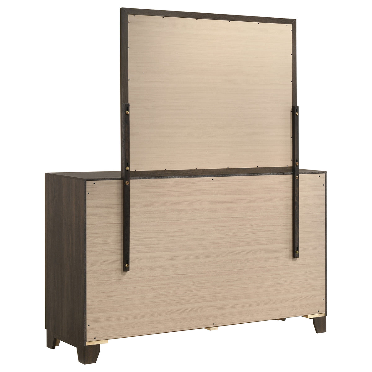 Farre Dark Brown 6-drawer Dresser With Mirror - Ornate Home