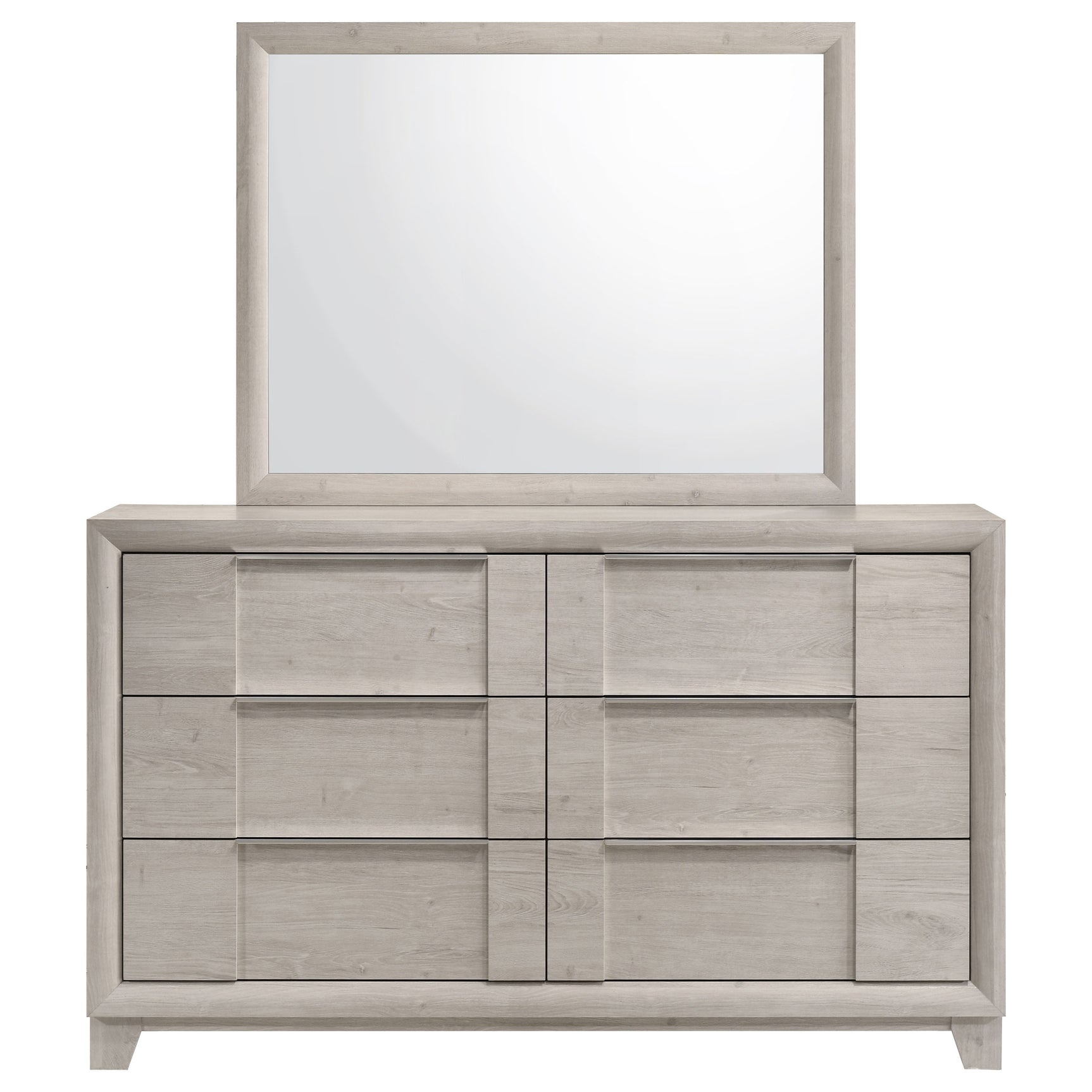 Farre Washed Grey 6-drawer Dresser With Mirror - Ornate Home