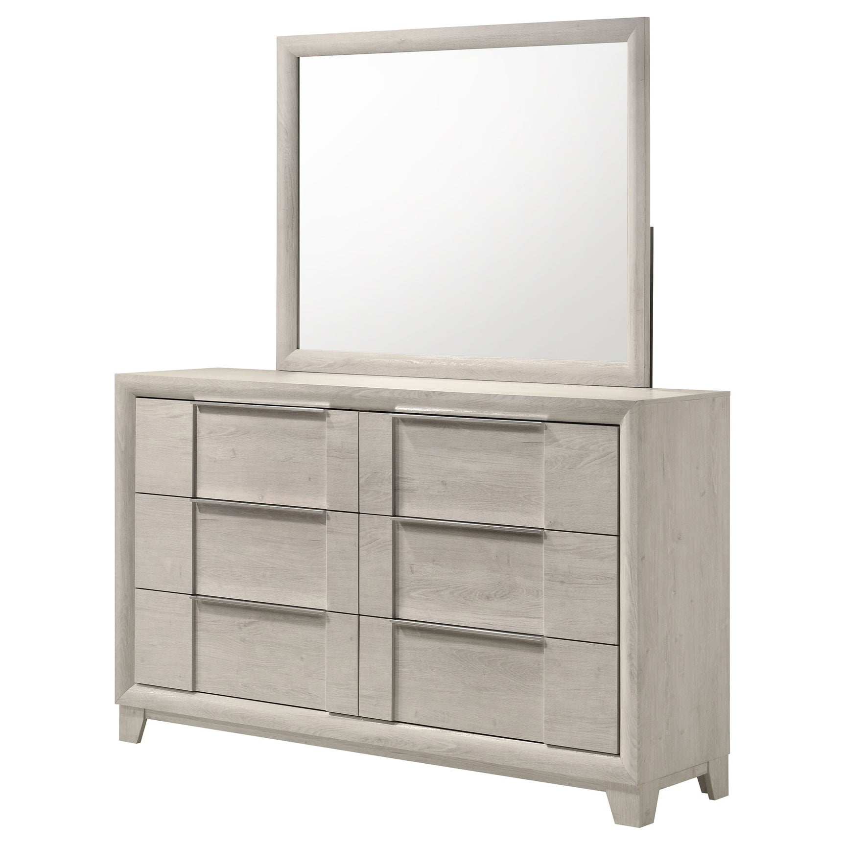 Farre Washed Grey 6-drawer Dresser With Mirror - Ornate Home