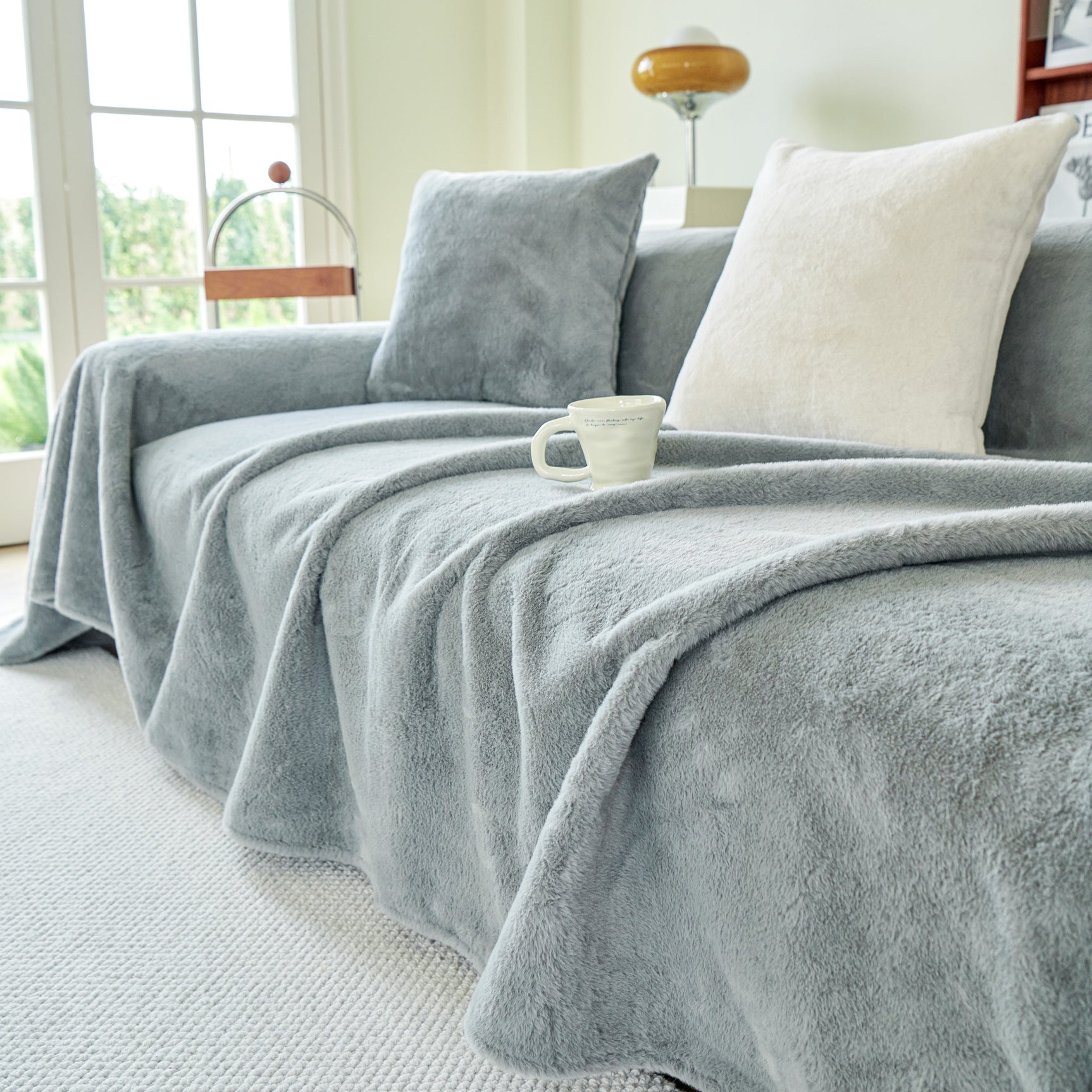 Faux Fur Smooth Plush Comfy Couch Covers, Soft Thicked Durable Blankets and Throws for Sofas - Ornate Home