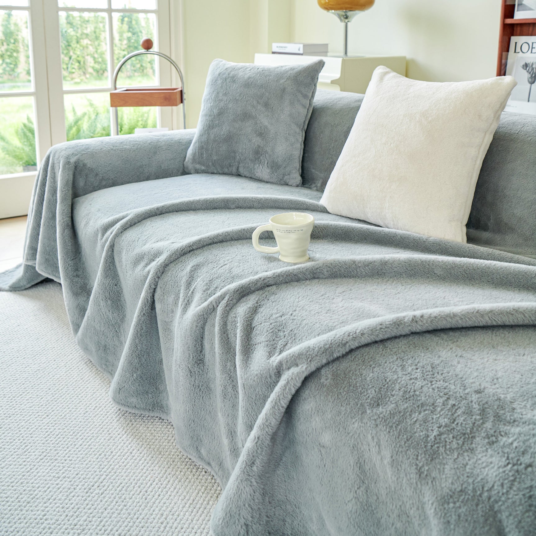 Faux Fur Smooth Plush Comfy Couch Covers, Soft Thicked Durable Blankets and Throws for Sofas - Ornate Home
