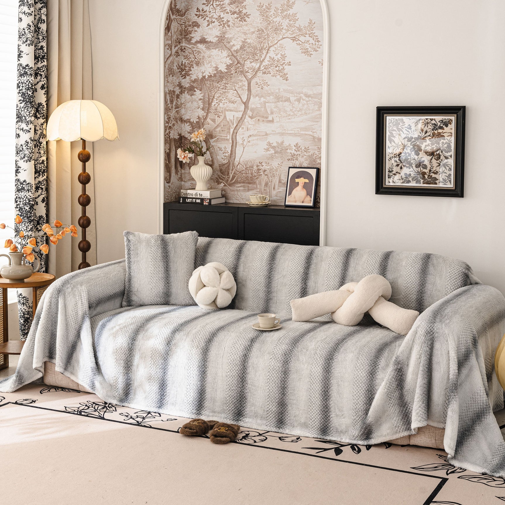 Faux Fur Sofa Cover Washable Furniture Protector for Sectional Warm & Fuzzy Slipcover - Ornate Home