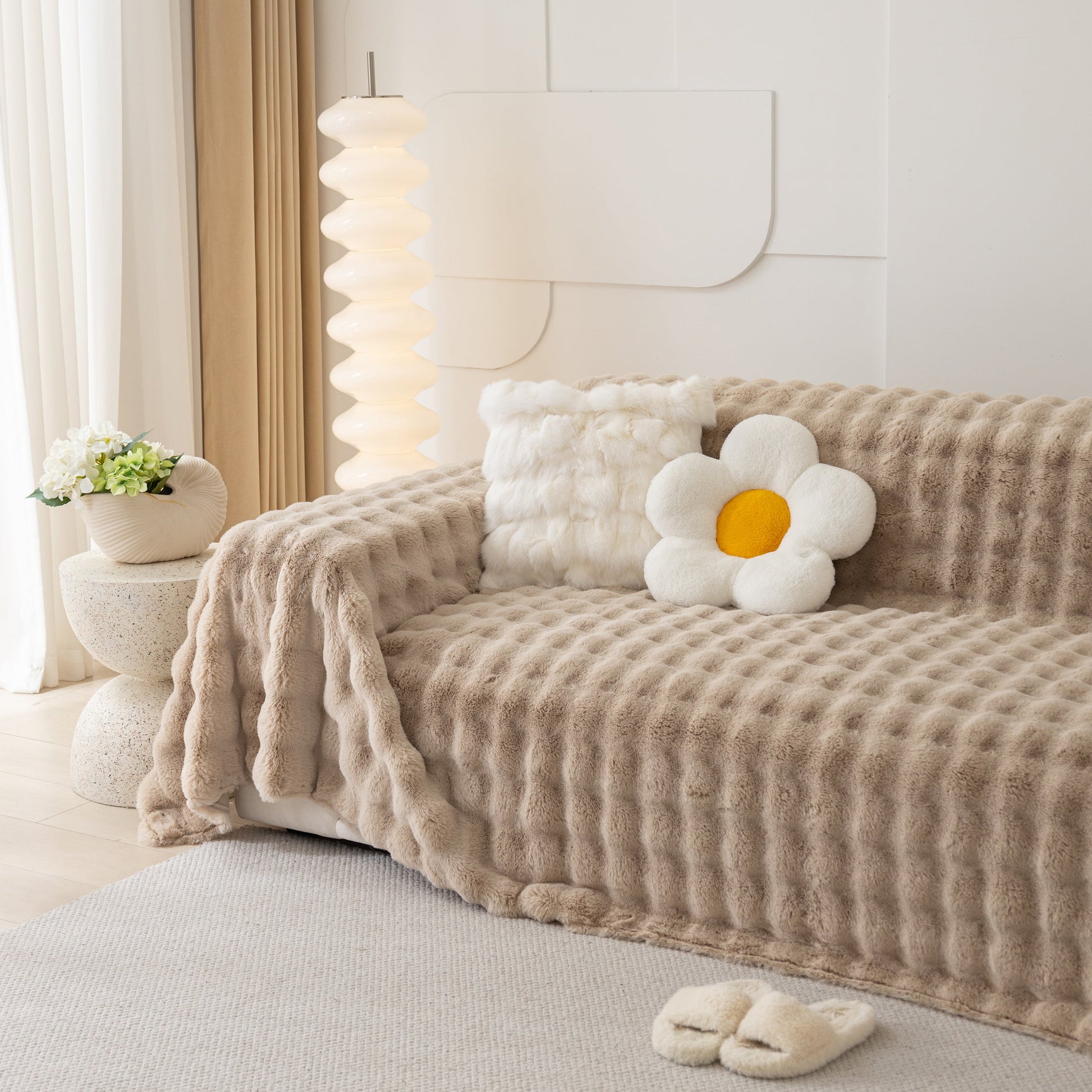 Faux Rabbit Fur Throws for Sofas, Stylish Throw Blankets for Couch and Couch Throw Cover - Ornate Home