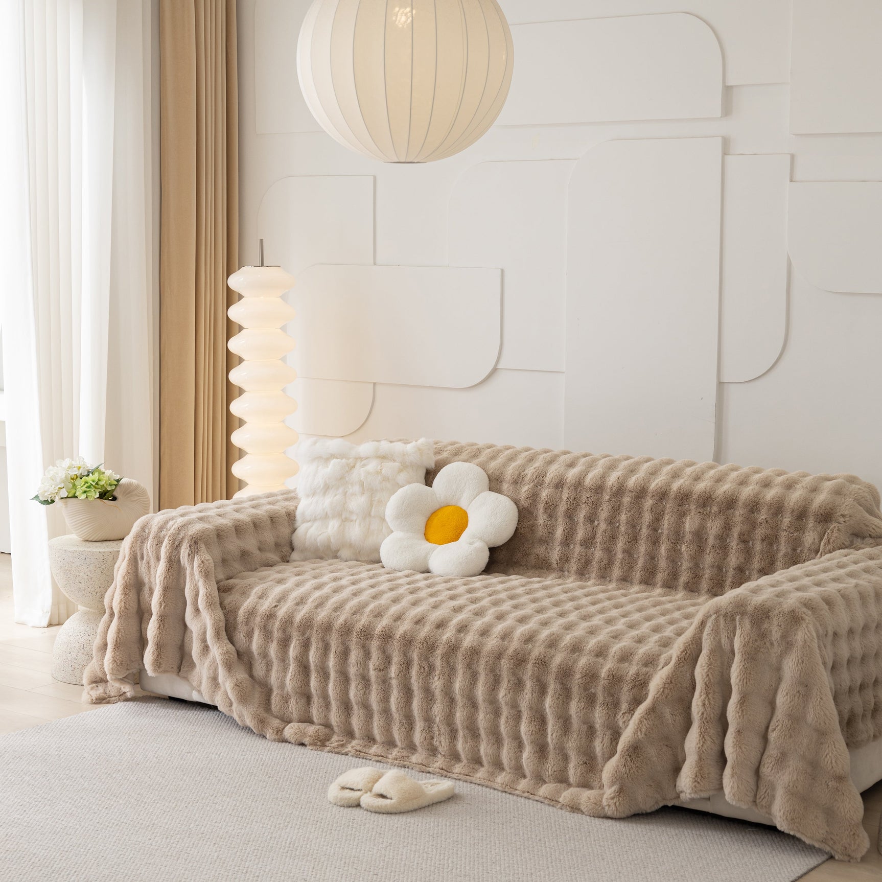 Faux Rabbit Fur Throws for Sofas, Stylish Throw Blankets for Couch and Couch Throw Cover - Ornate Home