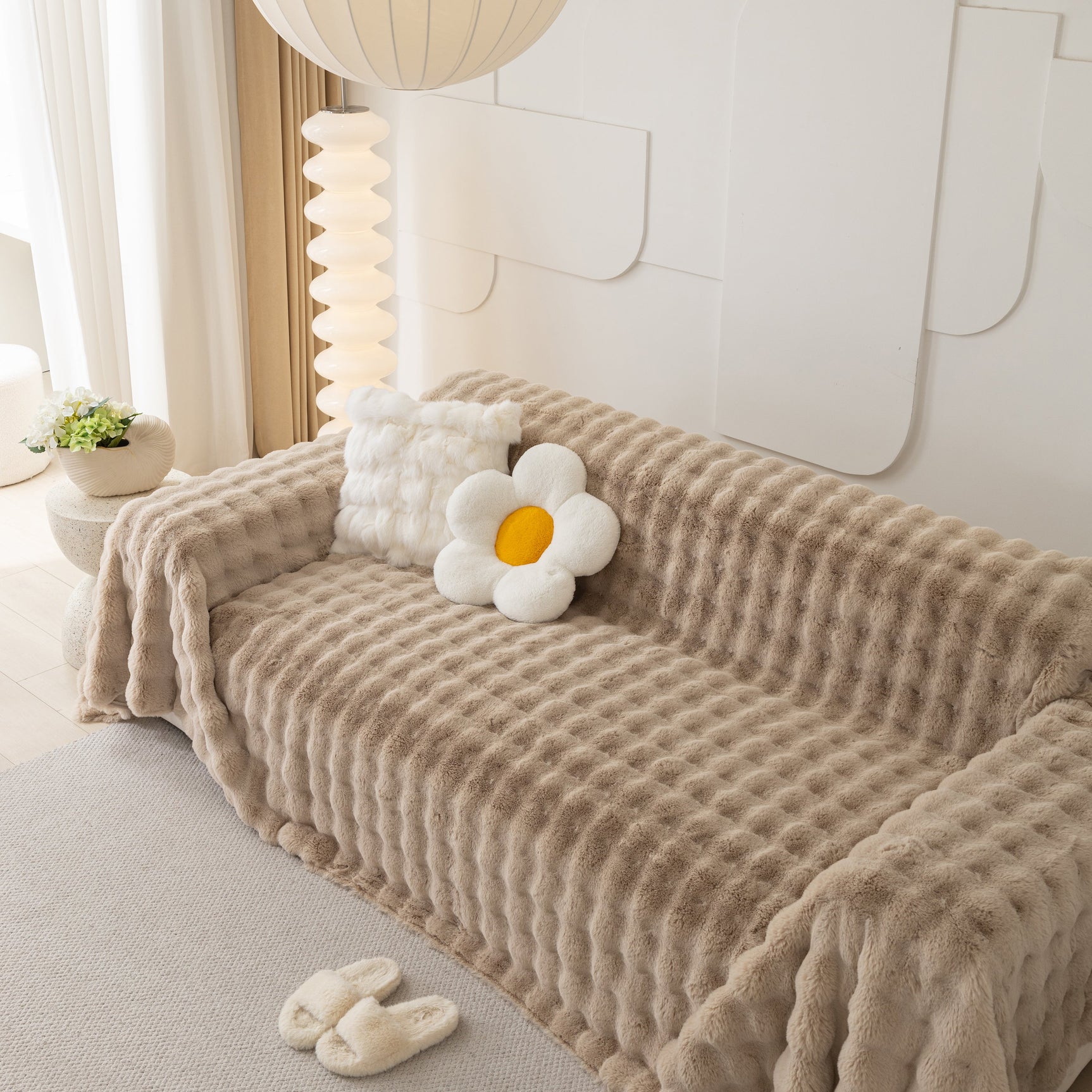 Faux Rabbit Fur Throws for Sofas, Stylish Throw Blankets for Couch and Couch Throw Cover - Ornate Home