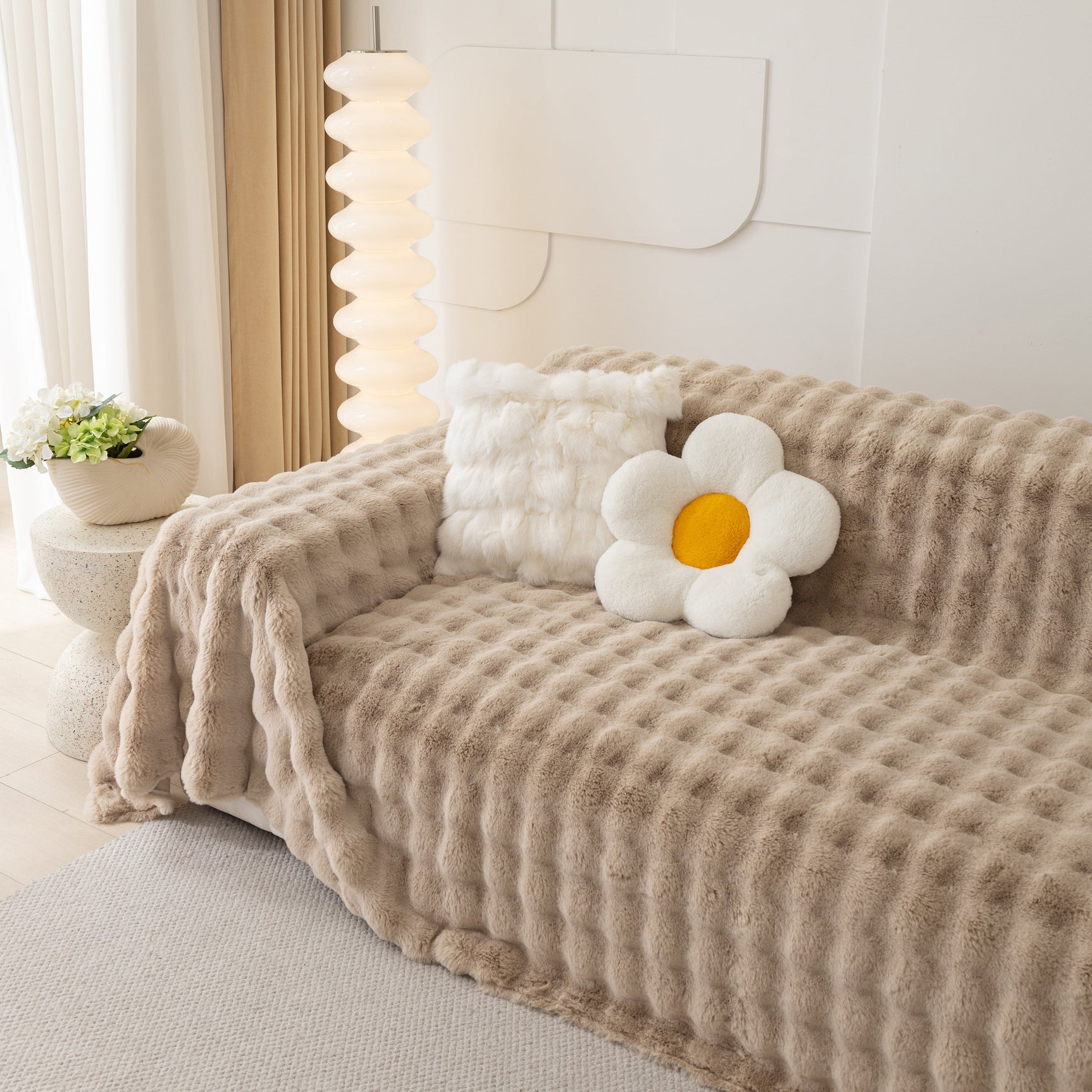 Faux Rabbit Fur Throws for Sofas, Stylish Throw Blankets for Couch and Couch Throw Cover - Ornate Home