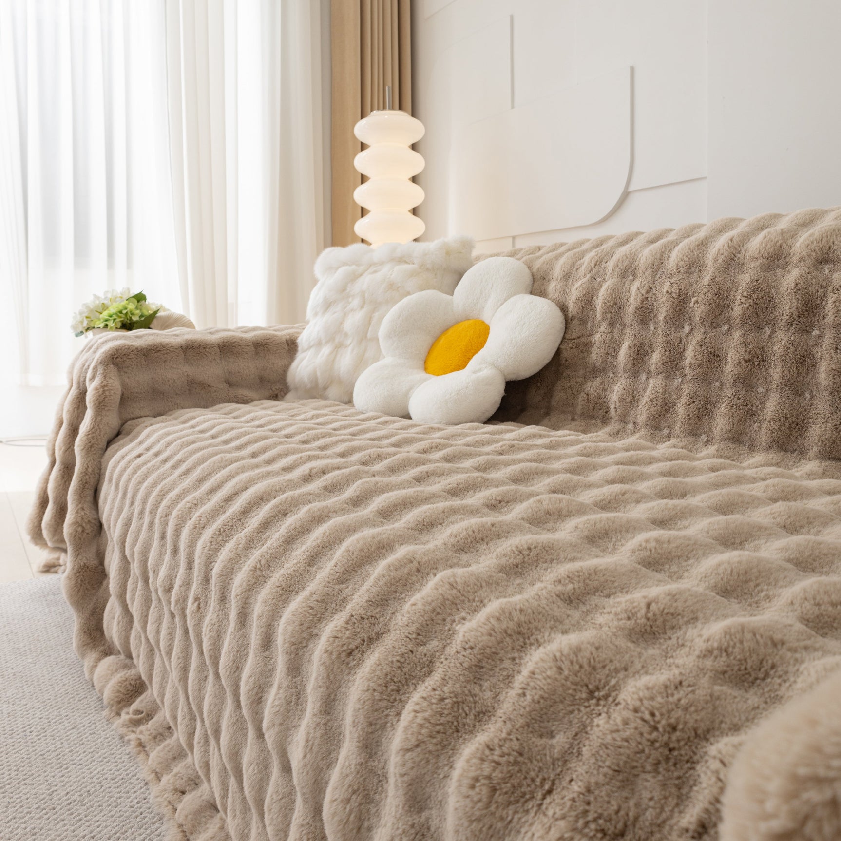 Faux Rabbit Fur Throws for Sofas, Stylish Throw Blankets for Couch and Couch Throw Cover - Ornate Home