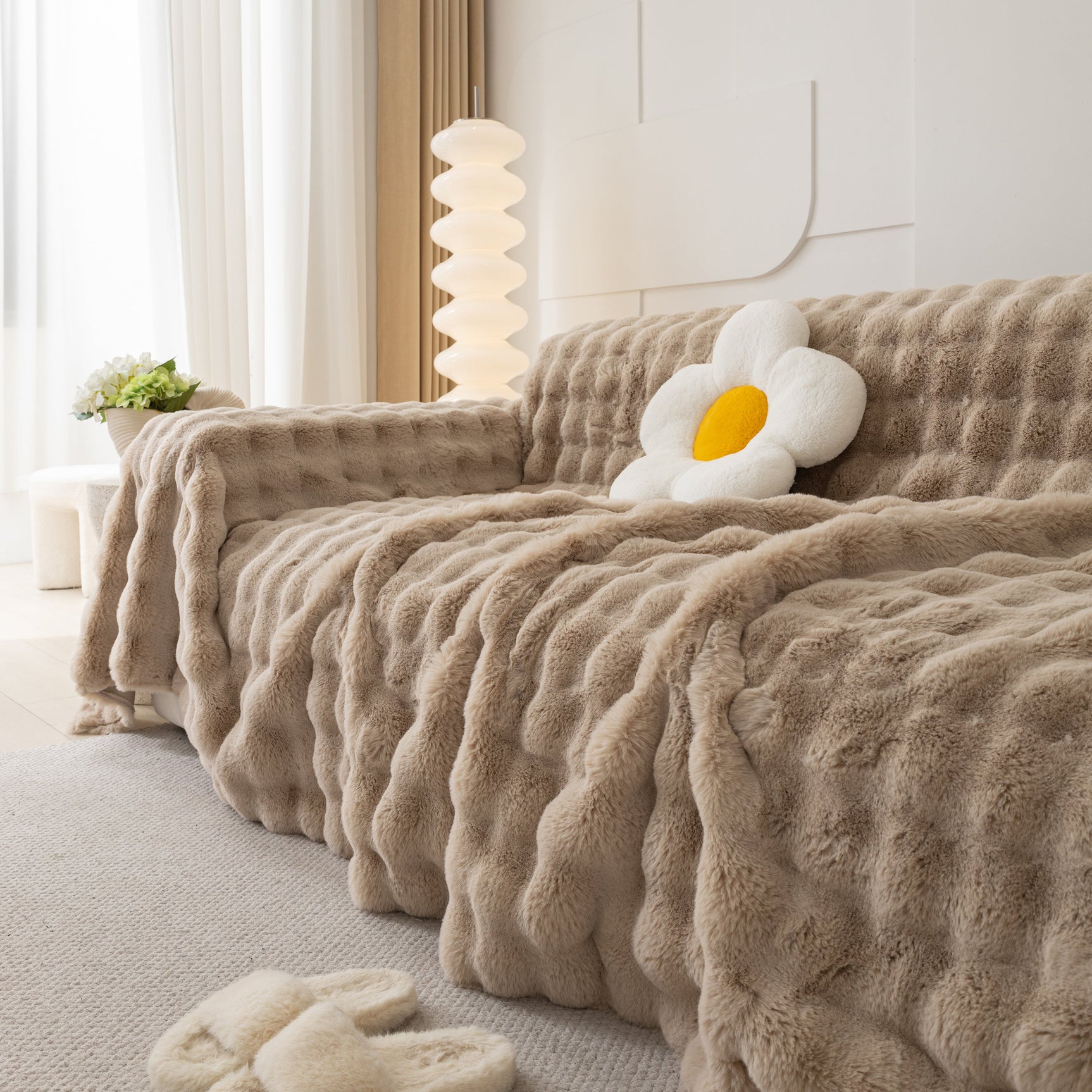 Faux Rabbit Fur Throws for Sofas, Stylish Throw Blankets for Couch and Couch Throw Cover - Ornate Home