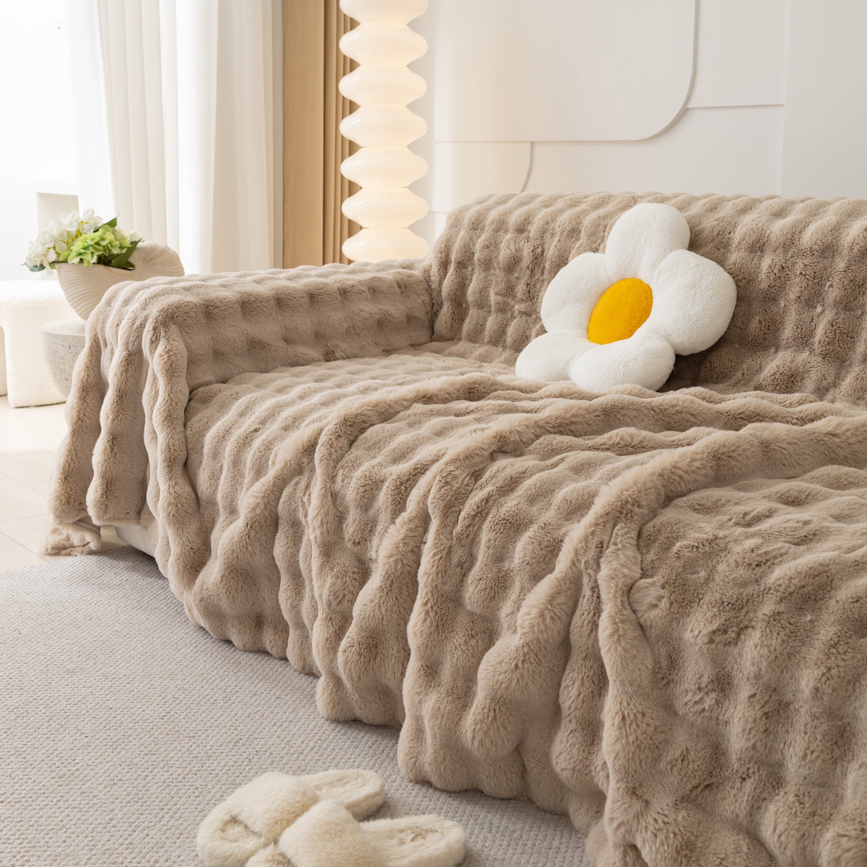 Faux Rabbit Fur Throws for Sofas, Stylish Throw Blankets for Couch and Couch Throw Cover - Ornate Home