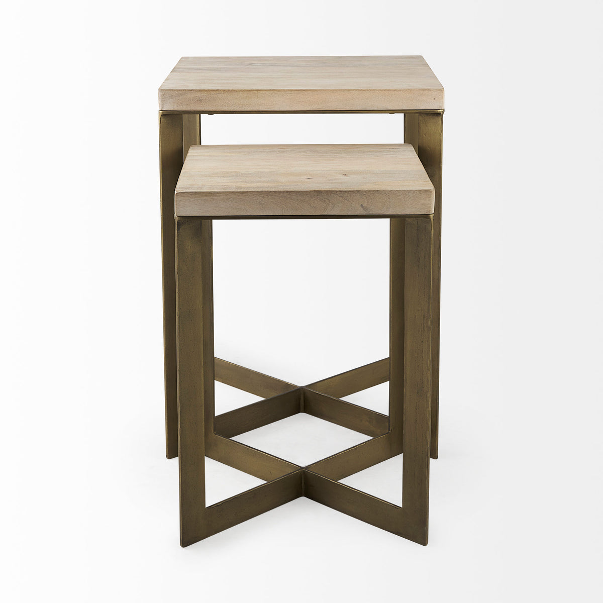 Faye Beige/Gold Wood Accent Tables (Set of 2) - Ornate Home