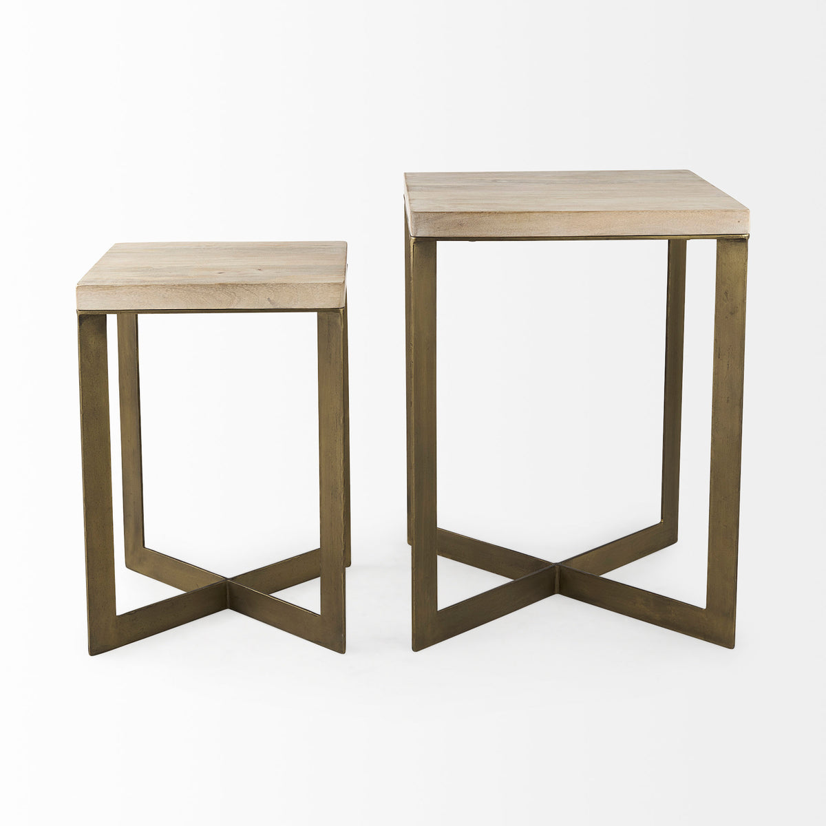 Faye Beige/Gold Wood Accent Tables (Set of 2) - Ornate Home
