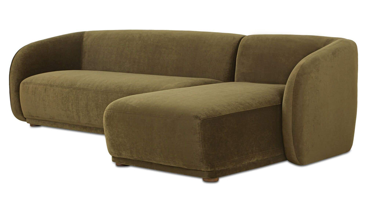 Faye Dark Green Faux Mohair Right Sectional - Ornate Home