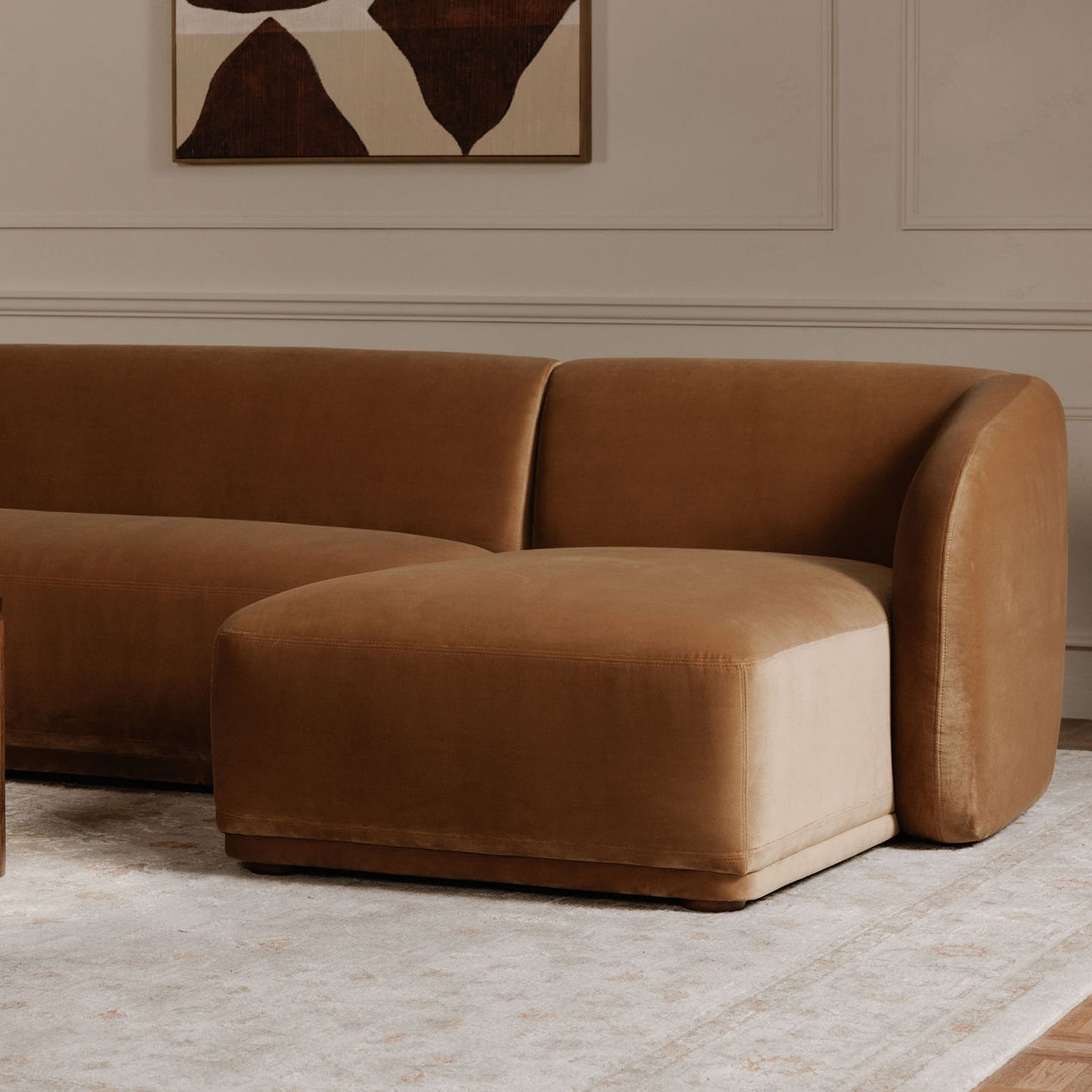 Faye Tan Faux Mohair Right Sectional - Ornate Home