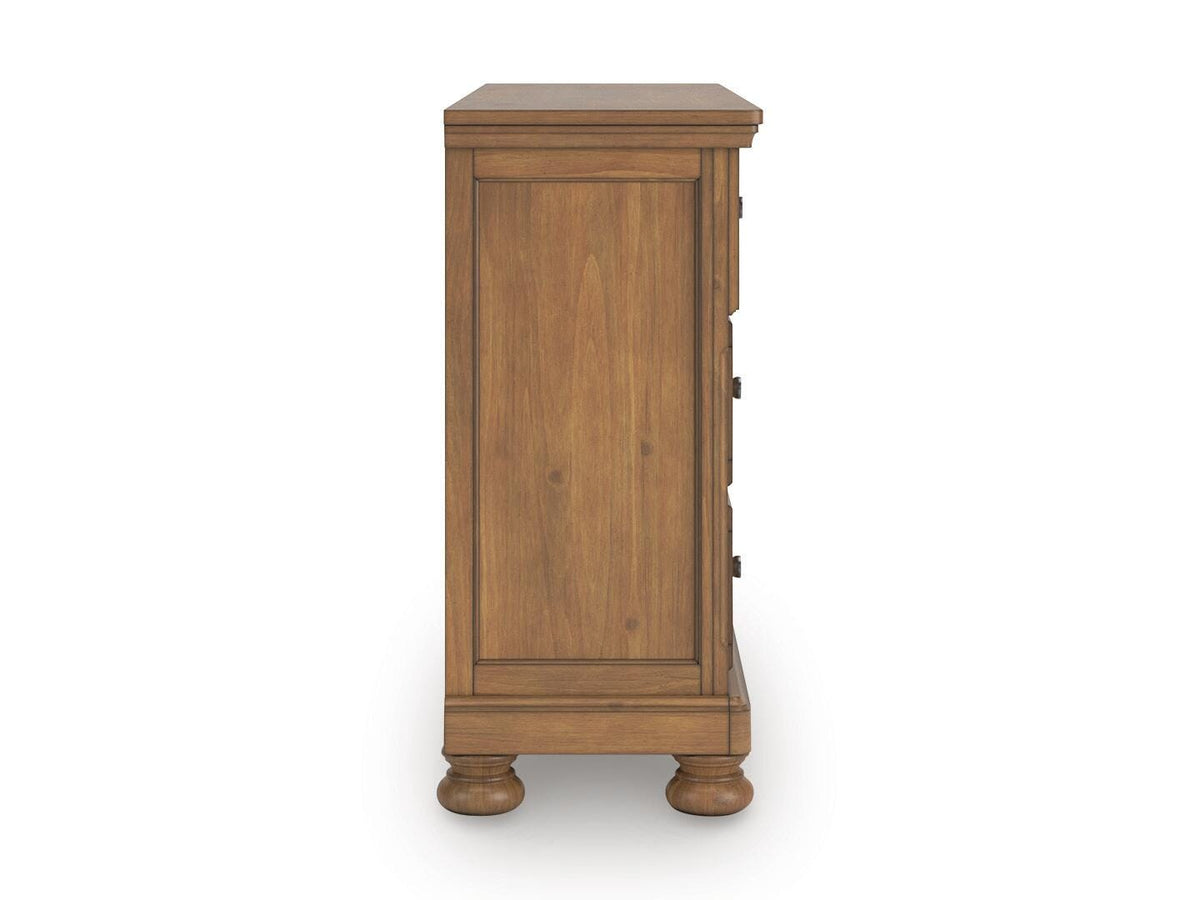 Feddinger Medium Brown California King Panel Storage Bed, Dresser and Nightstand - Ornate Home