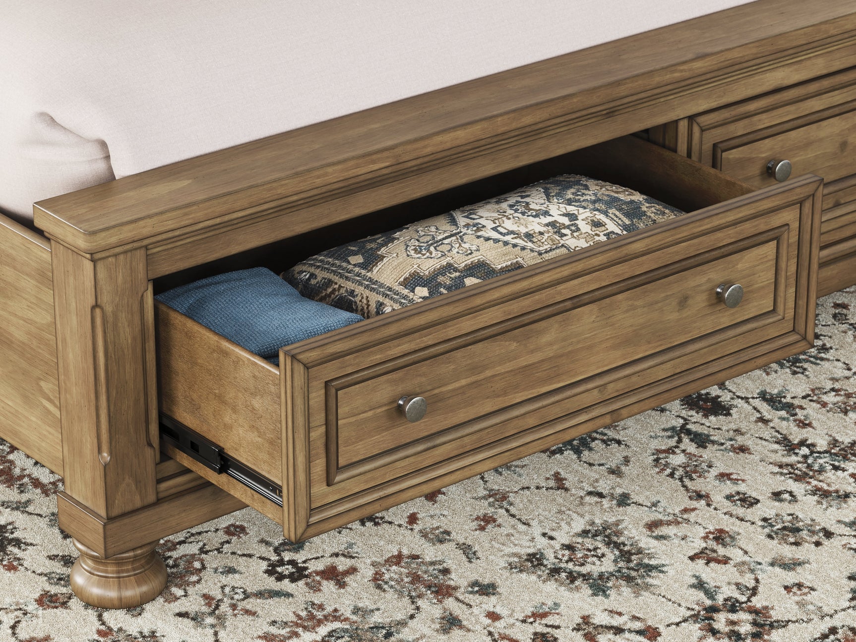 Feddinger Medium Brown King Storage Sleigh Bed (Online Special Price) - Ornate Home