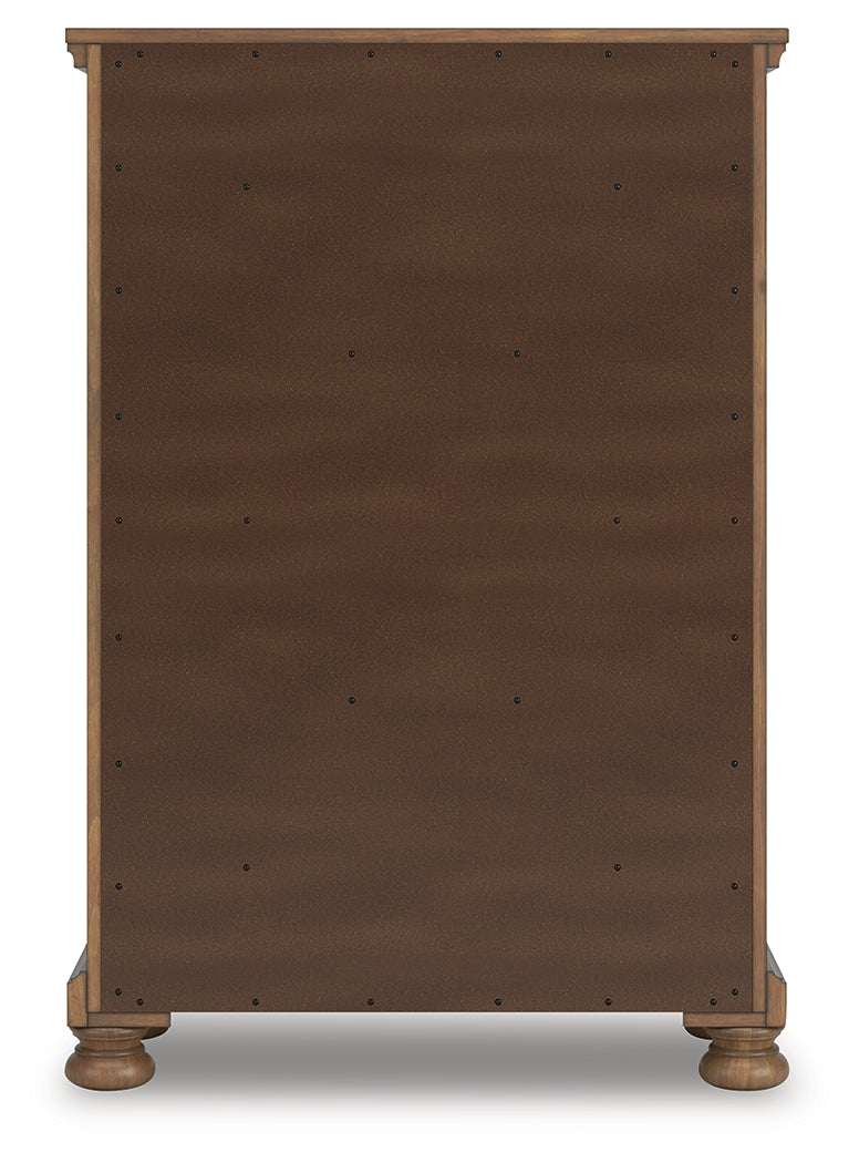 Feddinger Medium Brown Queen Panel Bedroom Set with Dresser, Mirror, Chest and Nightstand - Ornate Home