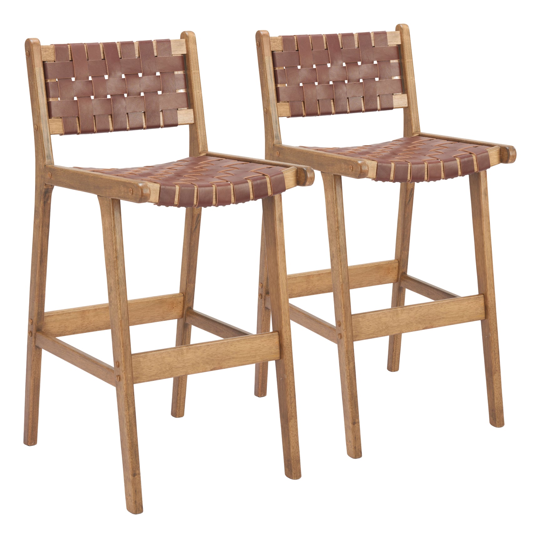 Feder Brown Barstool (Set of 2) - Ornate Home