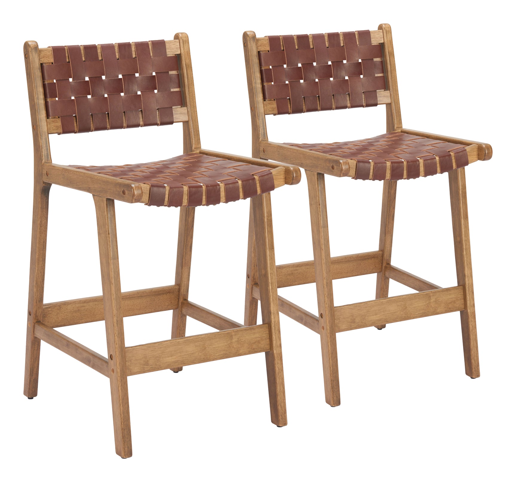Feder Brown Counter Stool (Set of 2) - Ornate Home
