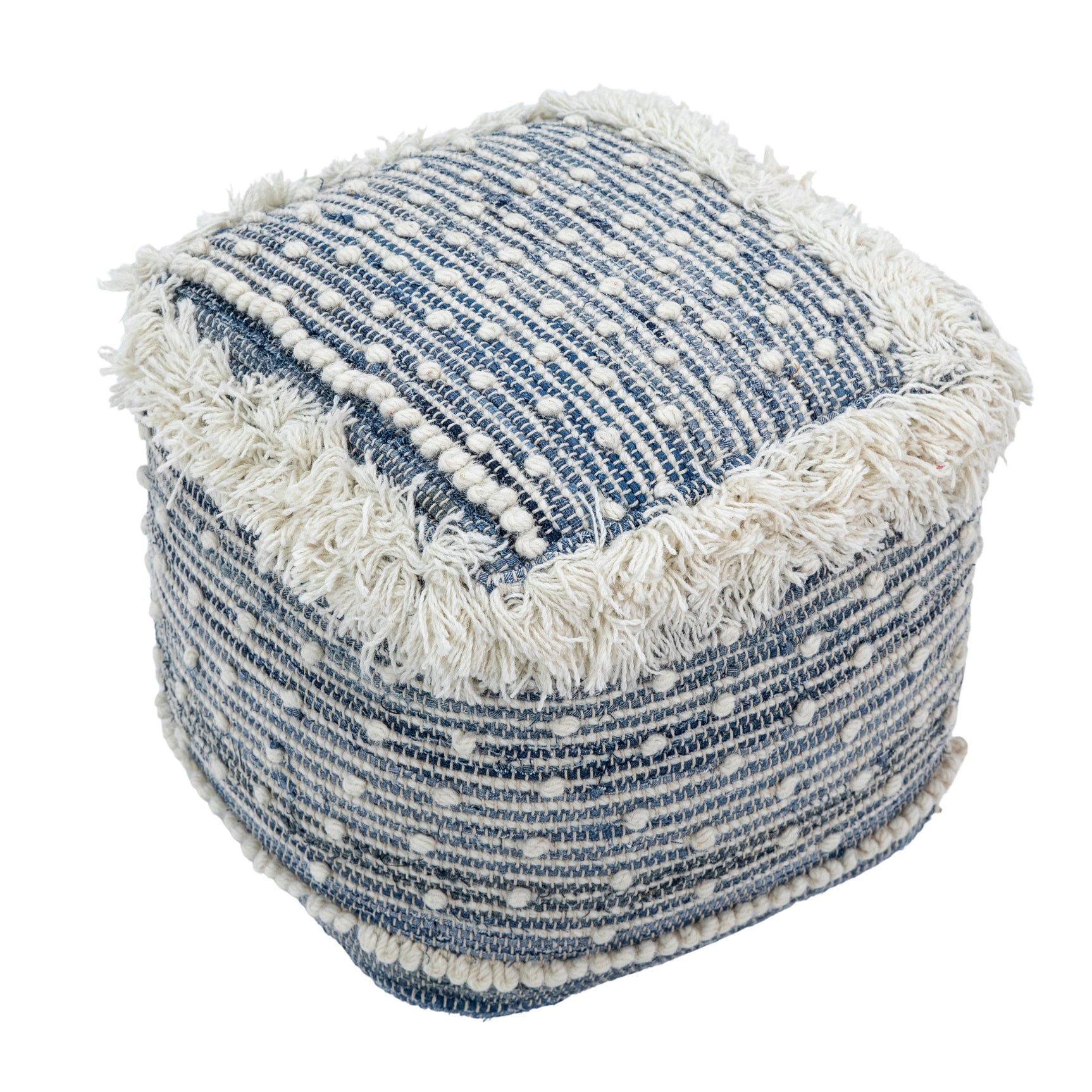 Felberta Blue/White Pouf - Ornate Home