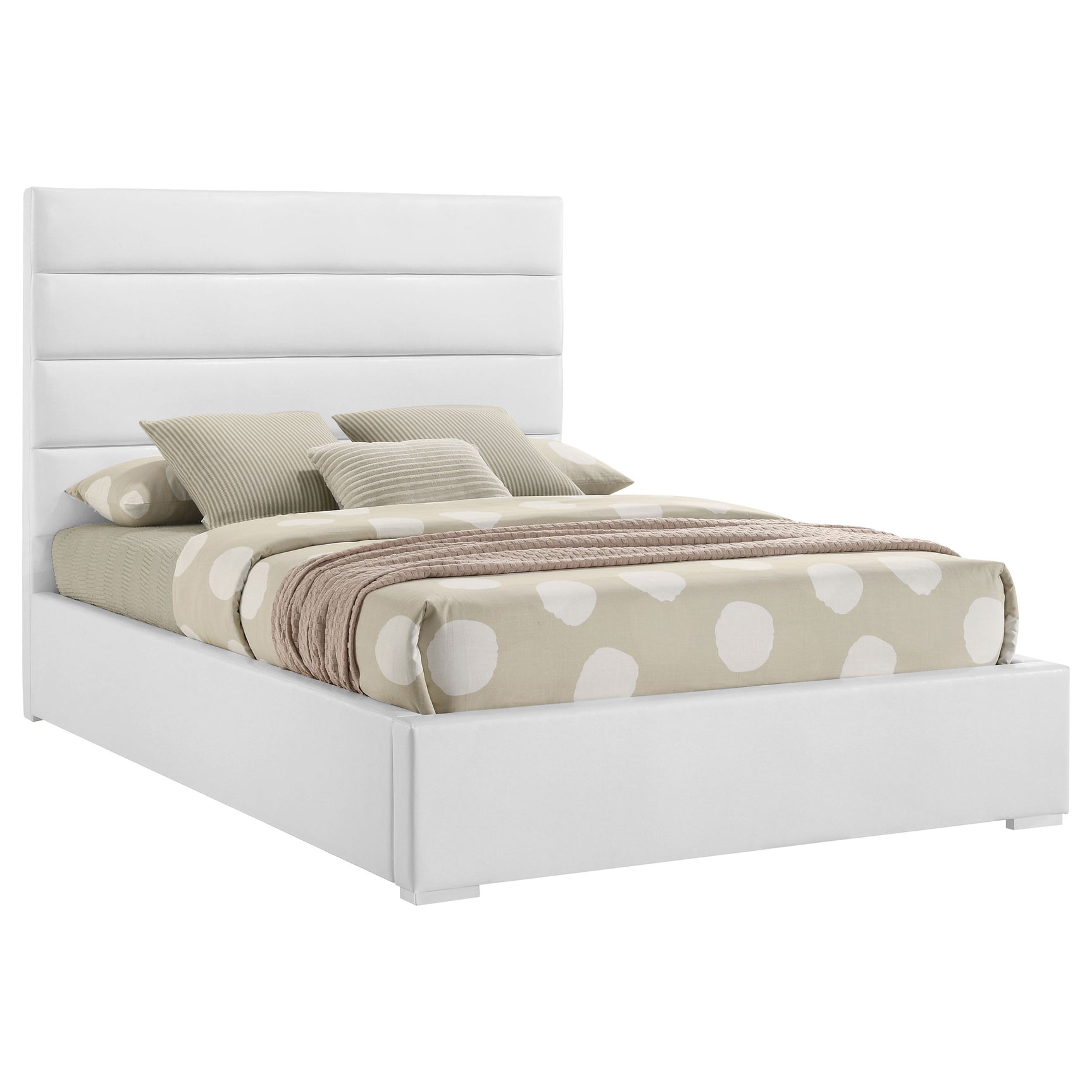 Felicity White 53-inch Upholstered Full Platform Bed - Ornate Home