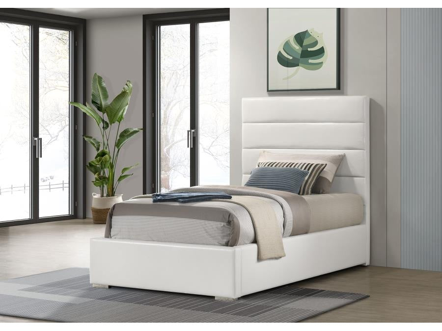 Felicity White 53-inch Upholstered Twin Platform Bed - Ornate Home