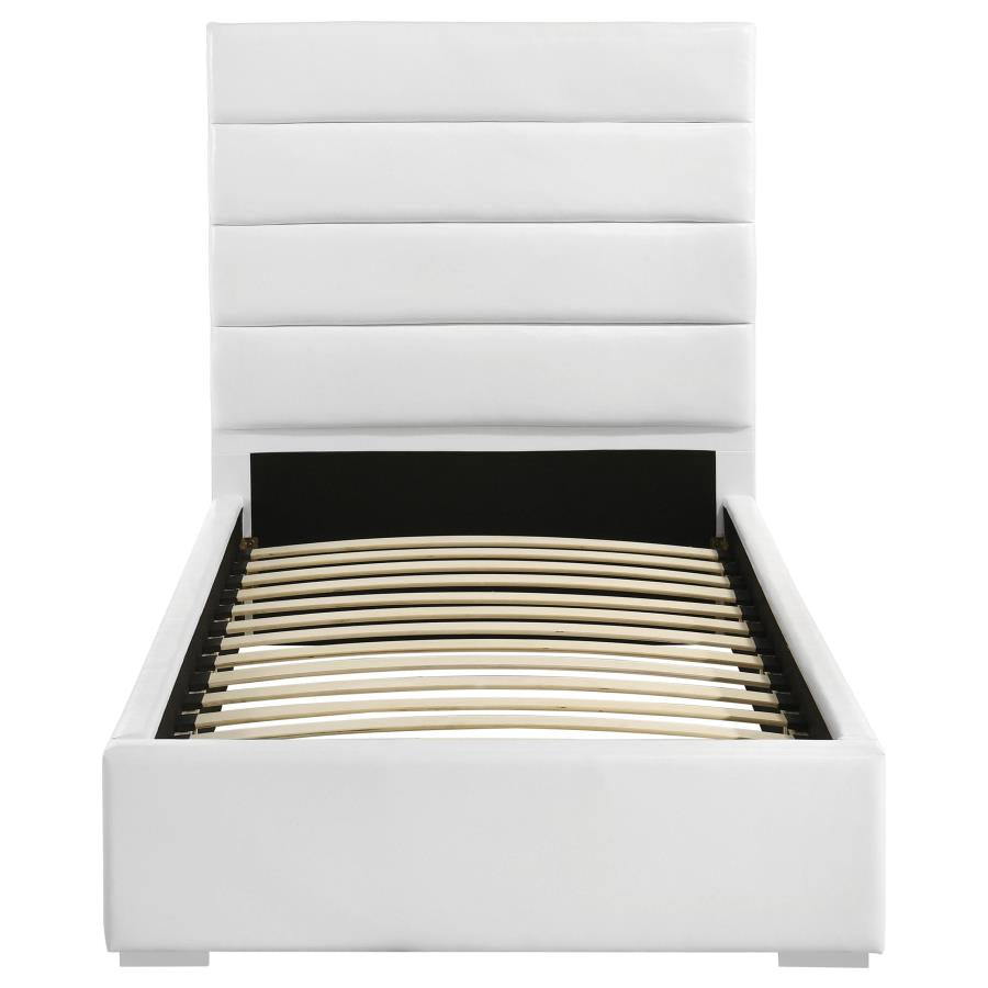 Felicity White 53-inch Upholstered Twin Platform Bed - Ornate Home