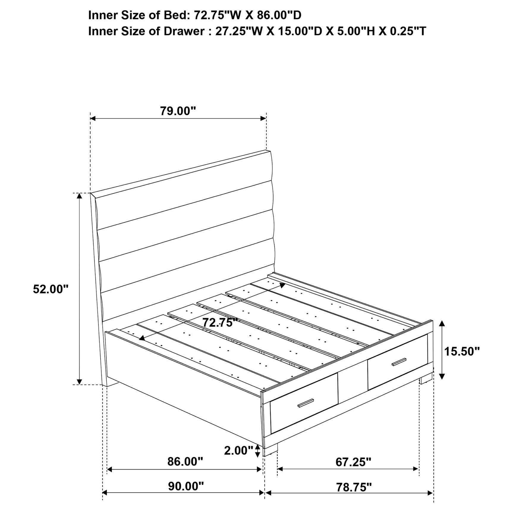 Felicity White High Gloss California King Storage Bed - Ornate Home