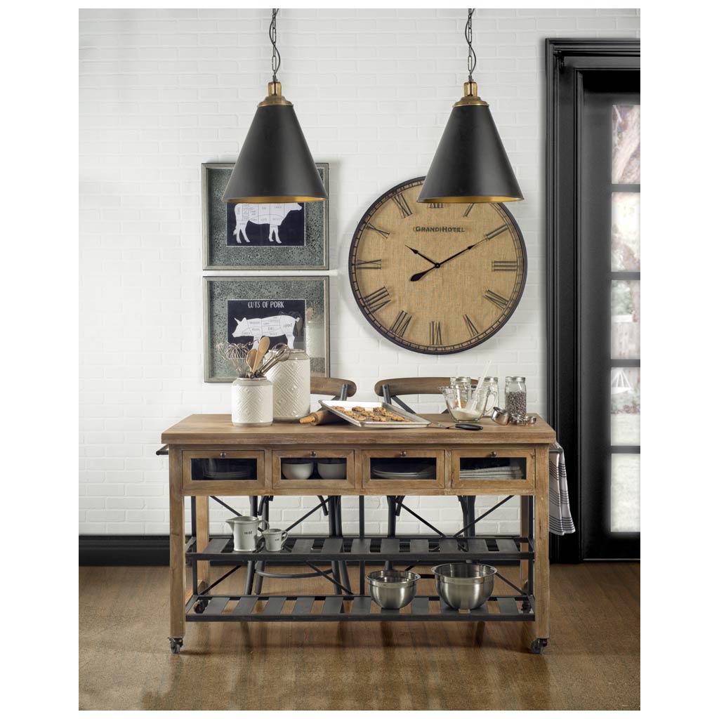 Fenton Black/Antiqued Gold Pendant Light - Ornate Home