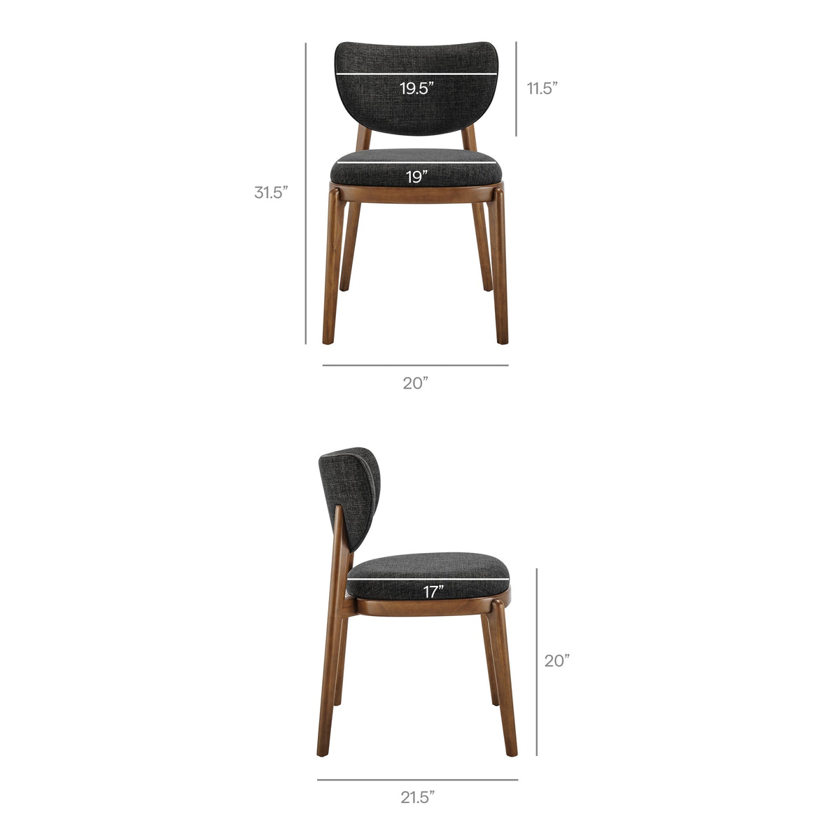 Fenwick Ebony Fabric Dining Chairs (Set of 2) - Ornate Home
