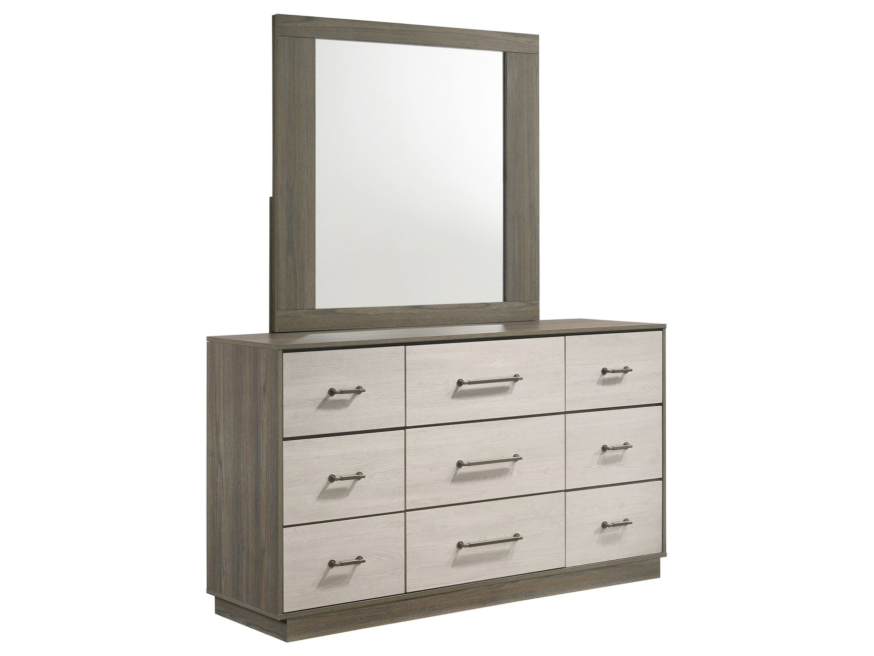 Fenwick Grey Oak/Almond Dresser and Mirror - Ornate Home