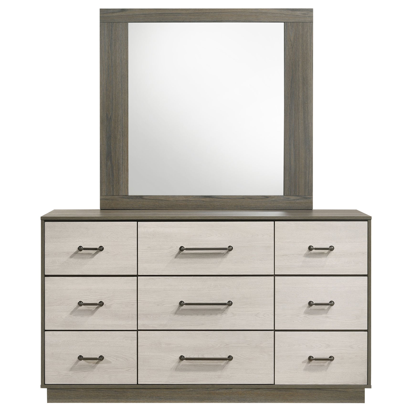 Fenwick Grey Oak/Almond Dresser and Mirror - Ornate Home