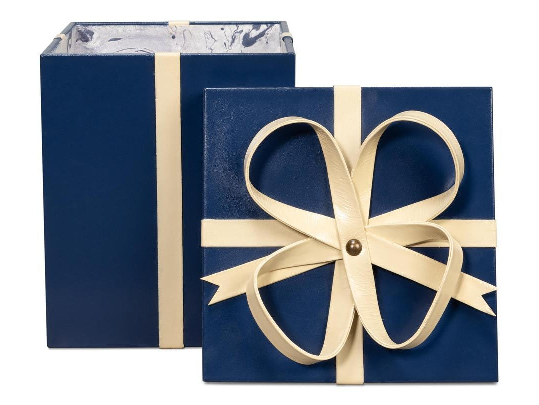 Ferrell Blue Leather Holiday Boxes (Set of 3) - Ornate Home
