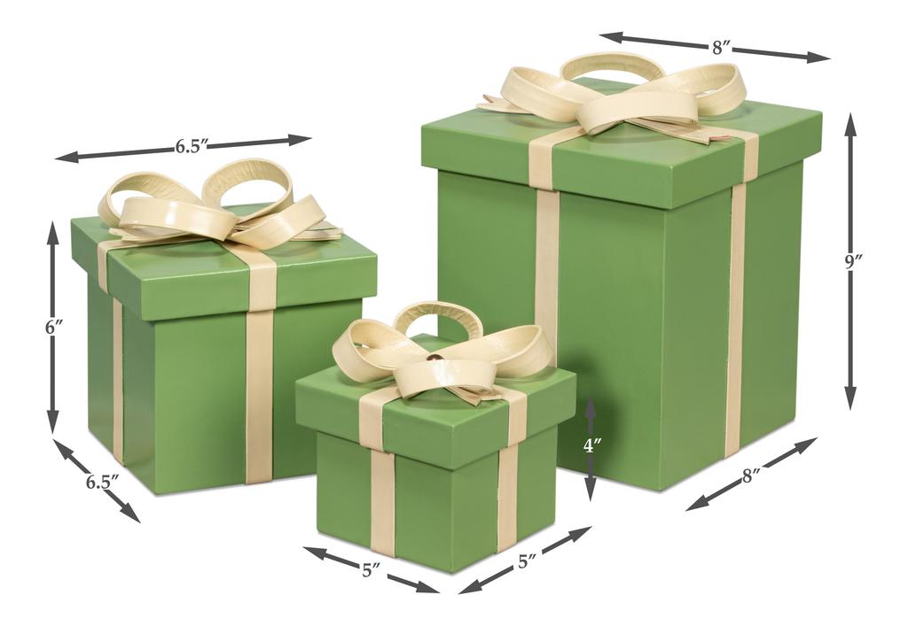 Ferrell Green Leather Holiday Boxes (Set of 3) - Ornate Home