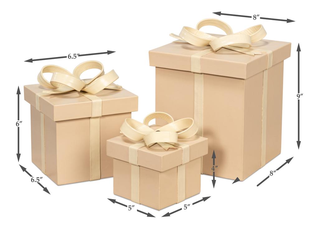 Ferrell Tan Leather Holiday Boxes (Set of 3) - Ornate Home