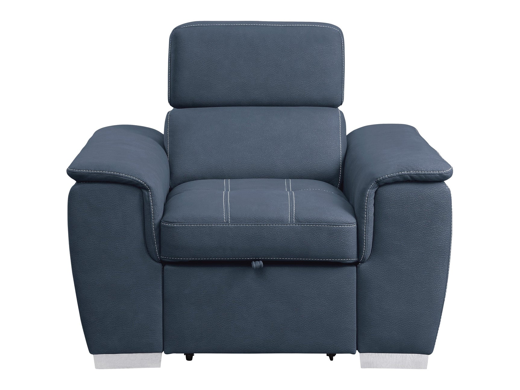 Ferriday Blue Chair with Pull-out Ottoman - Ornate Home