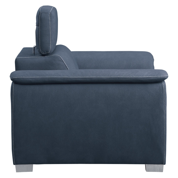 Ferriday Blue Chair with Pull-out Ottoman - Ornate Home