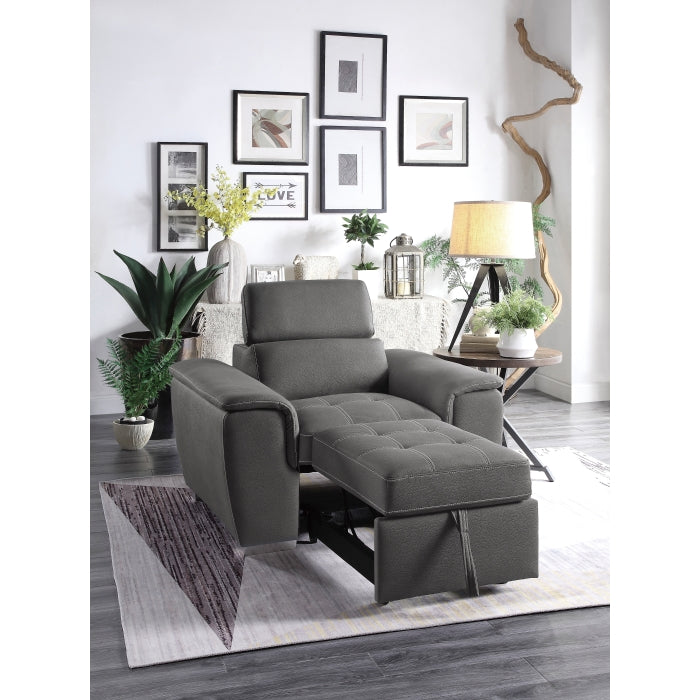 Ferriday Gray Chair with Pull-out Ottoman - Ornate Home