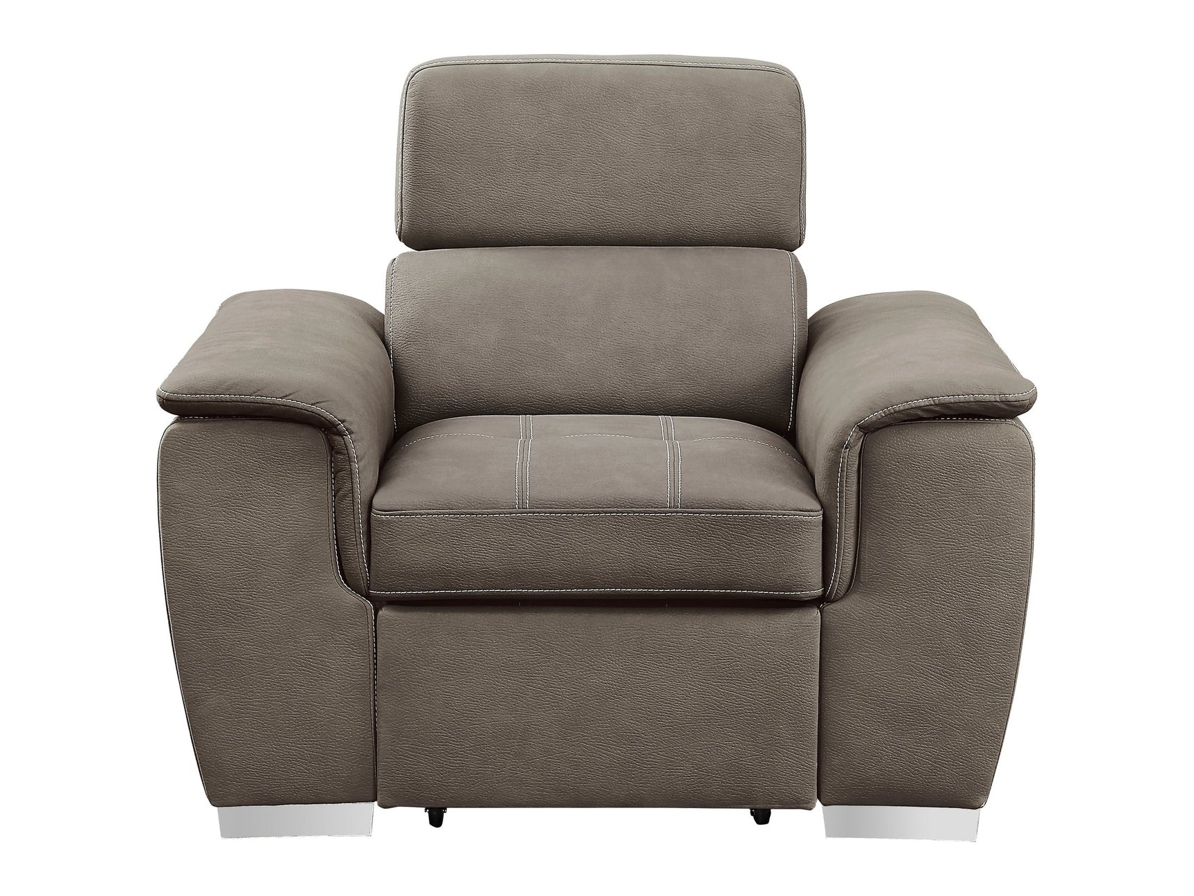 Ferriday Taupe Chair with Pull-out Ottoman - Ornate Home