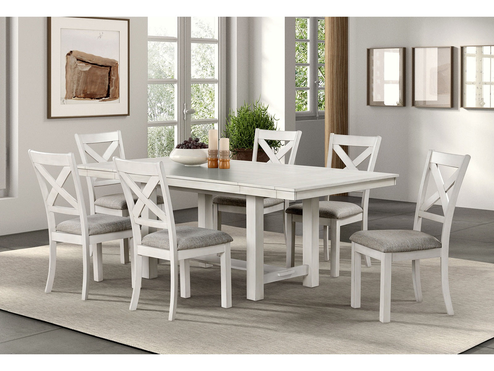 Ferrone Rustic White Oak 7 Piece Dining Set - Ornate Home