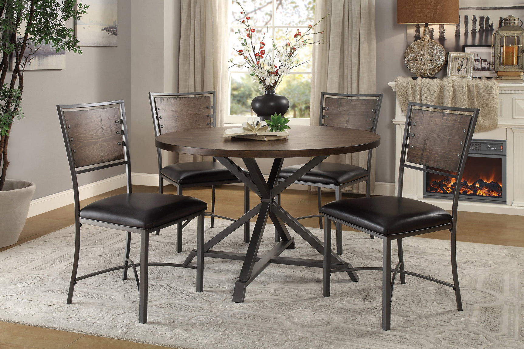Fideo Burnished Brown/Gray Metal Side Chair (Set of 2) - Ornate Home