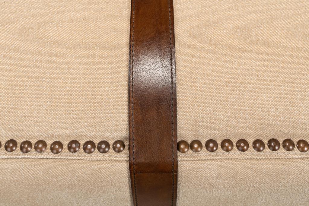 Field & Hide Beige Strap Canvas & Leather Stool - Ornate Home