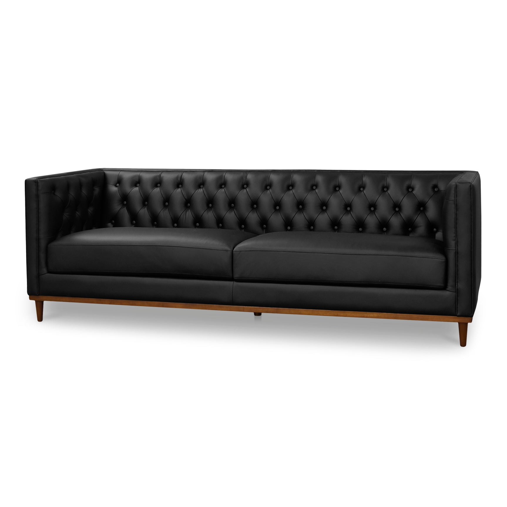 Fielder Black Leather Sofa - Ornate Home