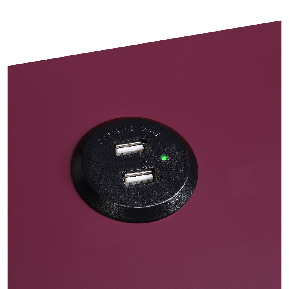 Fierce Burgundy & Black Side Table (USB Charging Dock) - Ornate Home