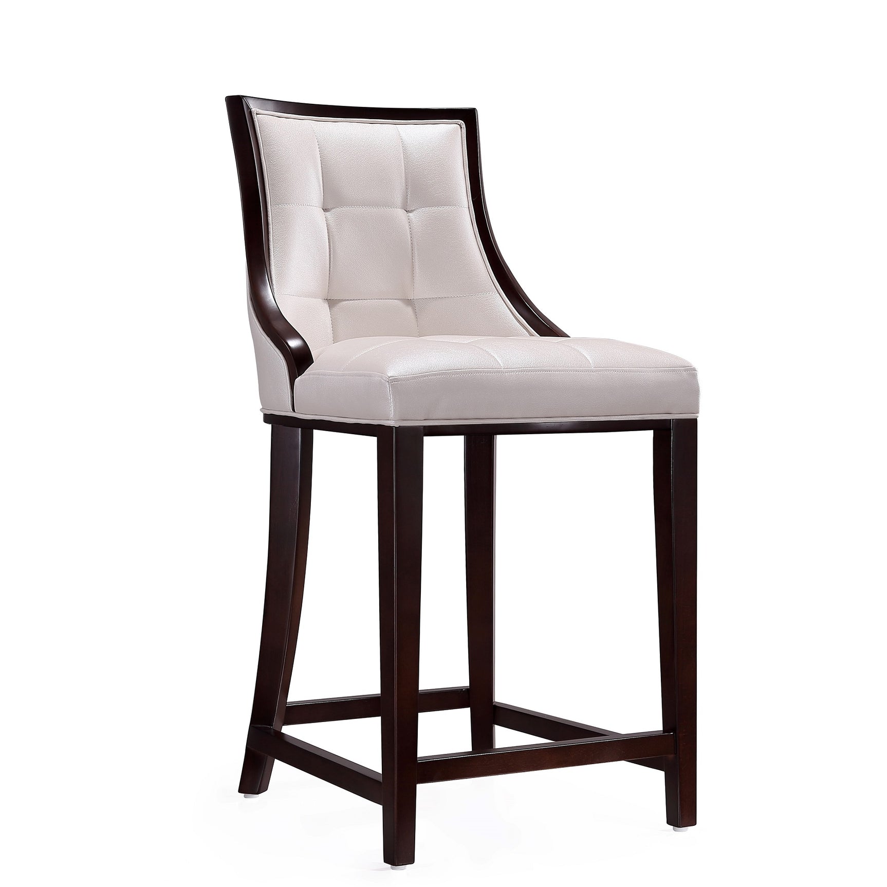 Fifth Ave Counter Stool in Pearl White and Walnut (set of 3) - Ornate Home