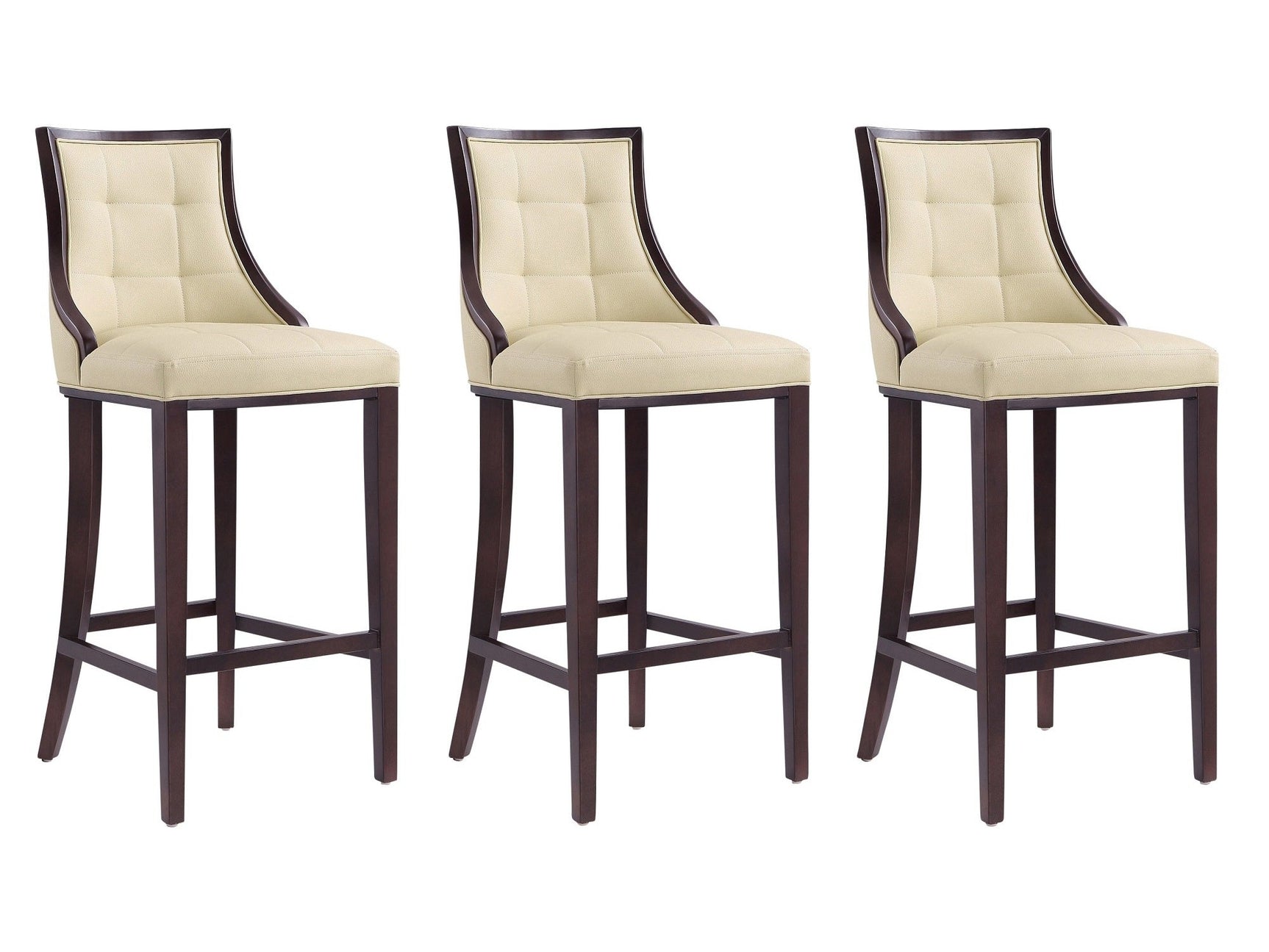 Fifth Avenue Bar Stool in Cream and Walnut (set of 3) - Ornate Home