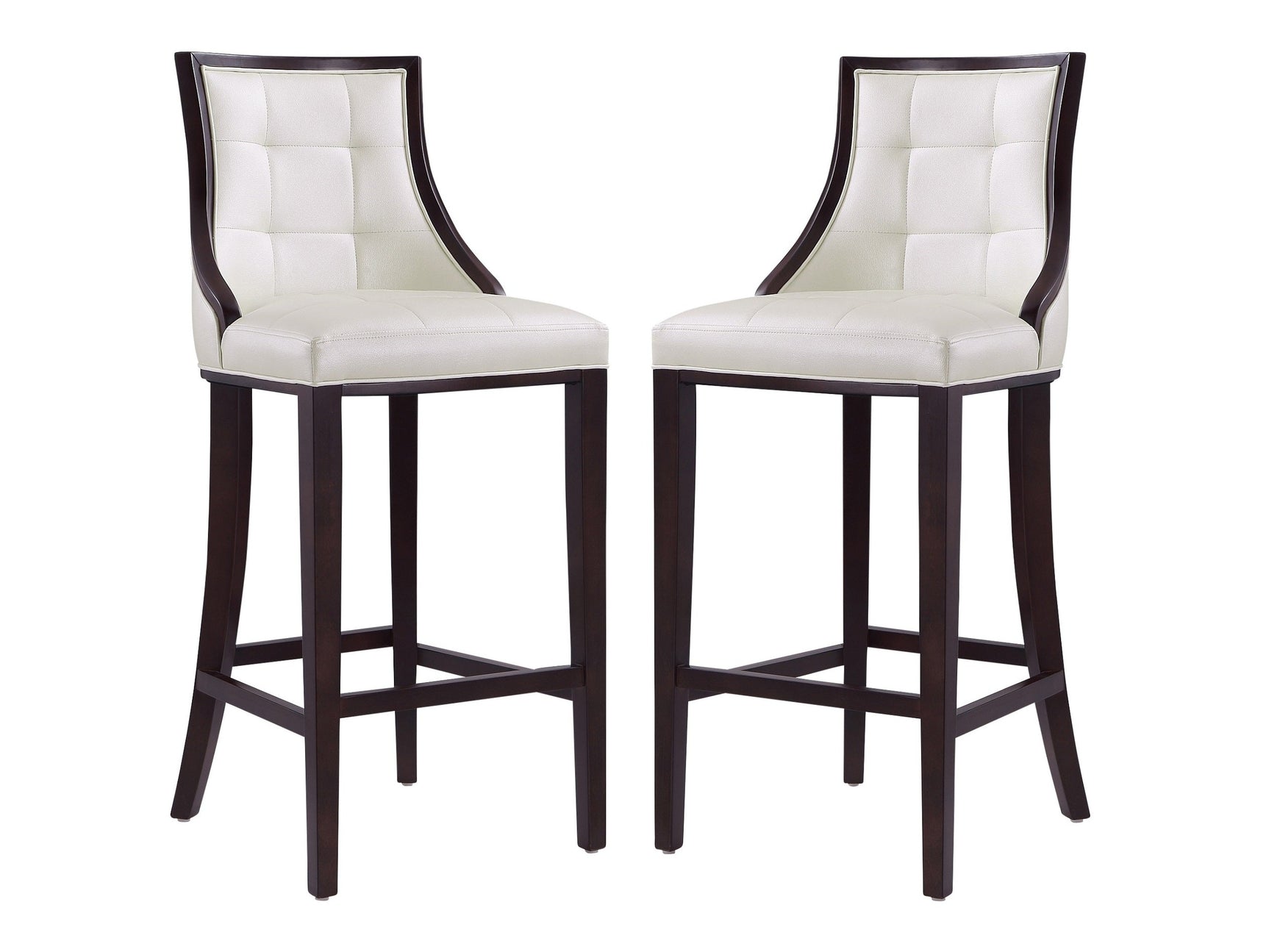 Fifth Avenue Bar Stool in Pearl White and Walnut (set of 2) - Ornate Home