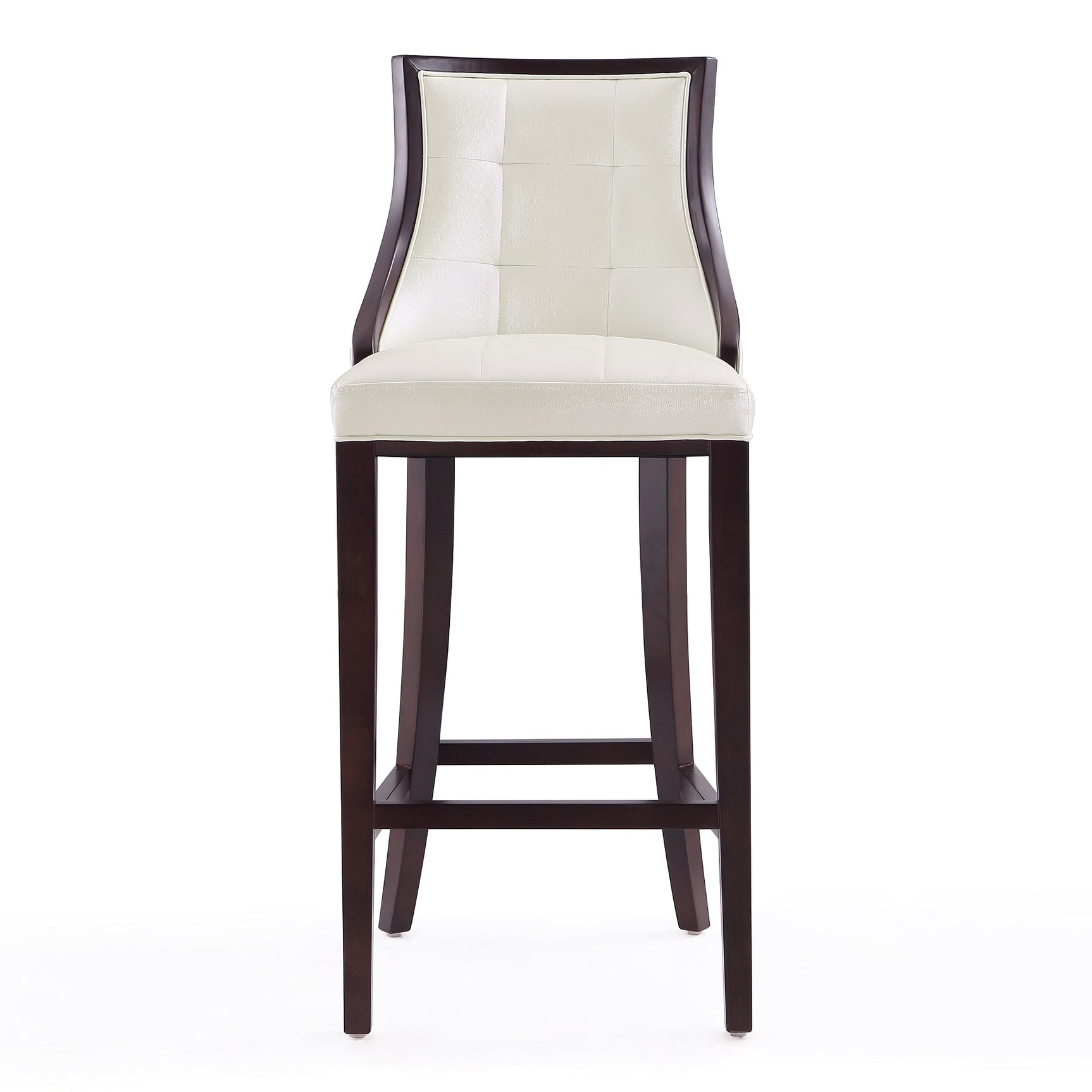 Fifth Avenue Bar Stool in Pearl White and Walnut (set of 2) - Ornate Home