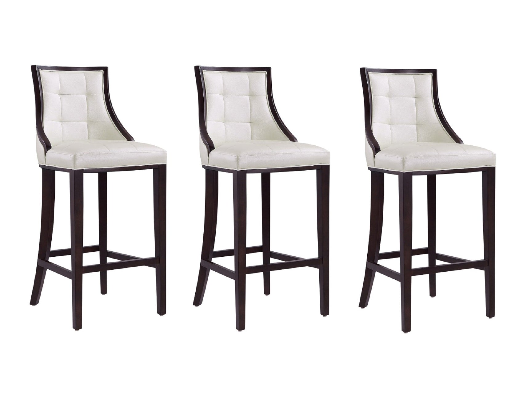 Fifth Avenue Bar Stool in Pearl White and Walnut (set of 3) - Ornate Home