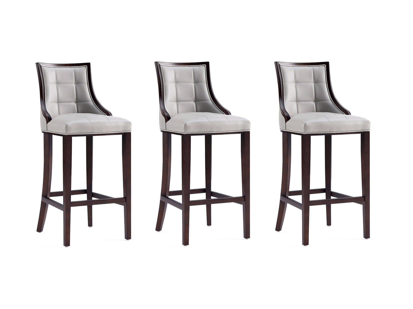 Fifth Avenue Faux Leather Barstool in Light Grey (set of 3) - Ornate Home