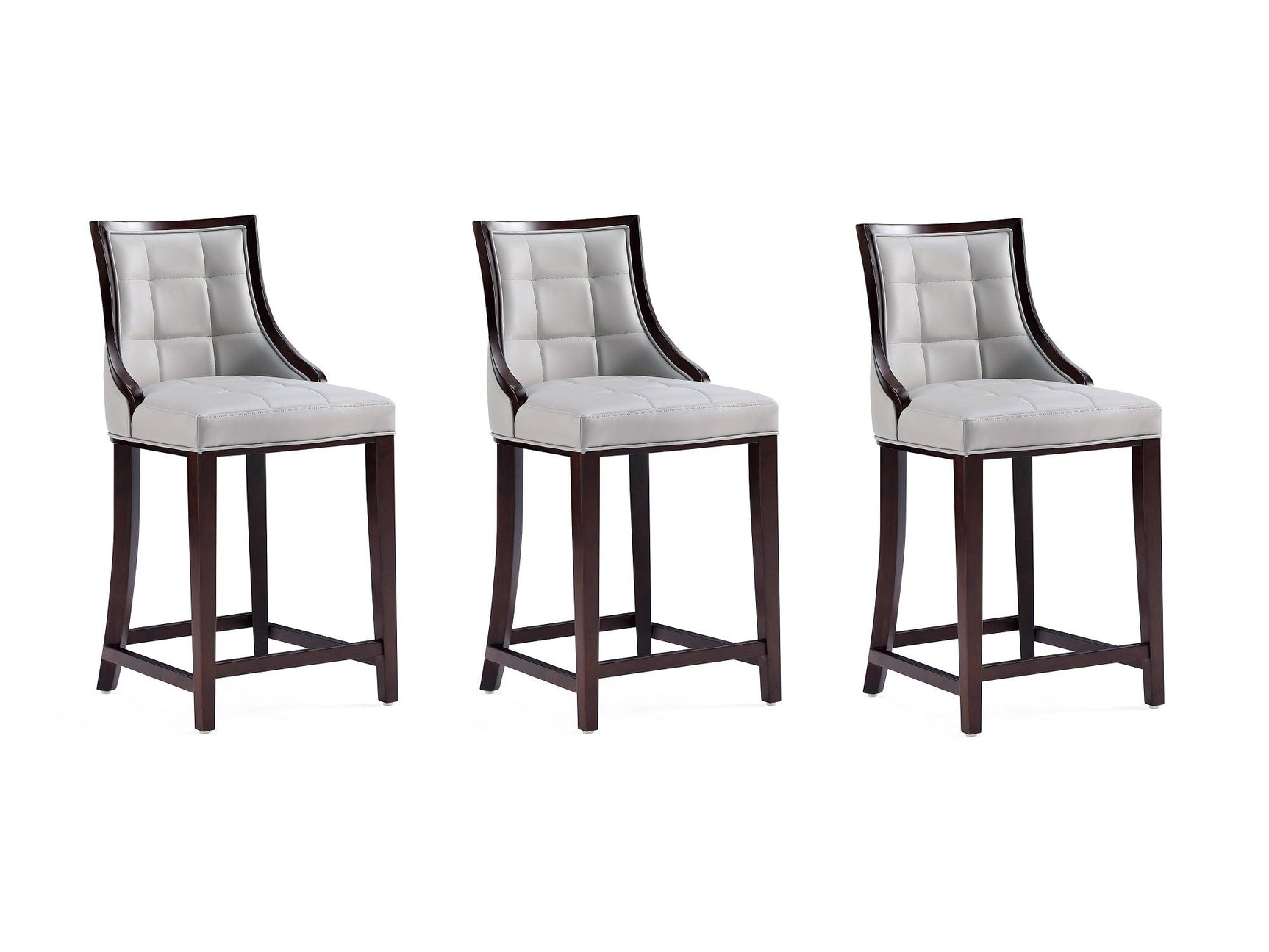 Fifth Avenue Faux Leather Counter Stool in Light Grey (set of 3) - Ornate Home